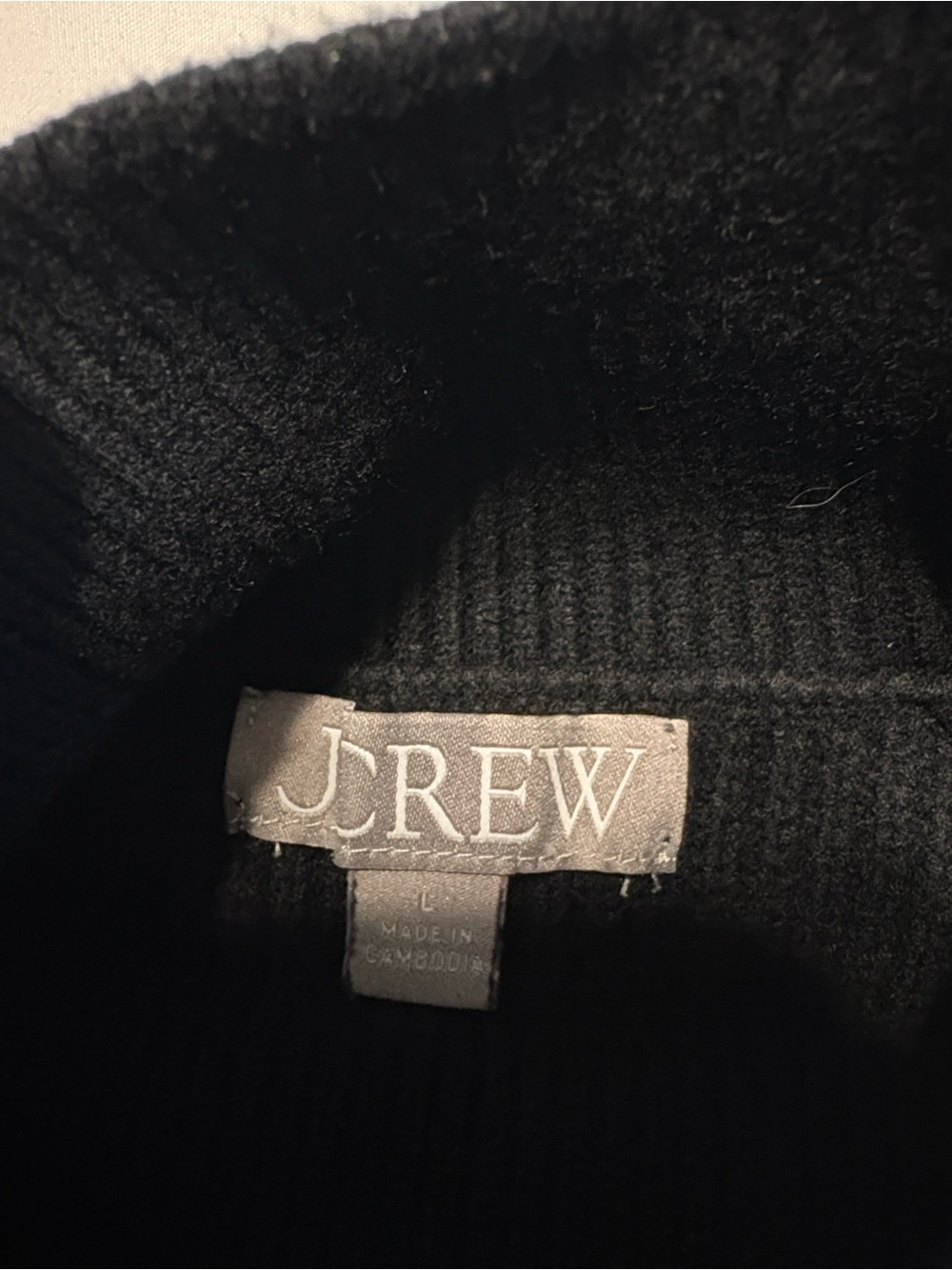 J. Crew Ribbed Turtleneck Sweater in Stretch Yarn Size L Black Cropped Casual - Picture 4 of 6